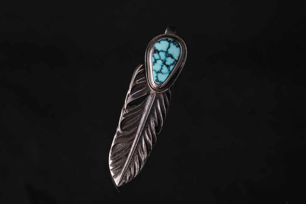 LYNCH SILVERSMITH FEATHER(S) KINGMAN BLACK WEB TURQUOISE