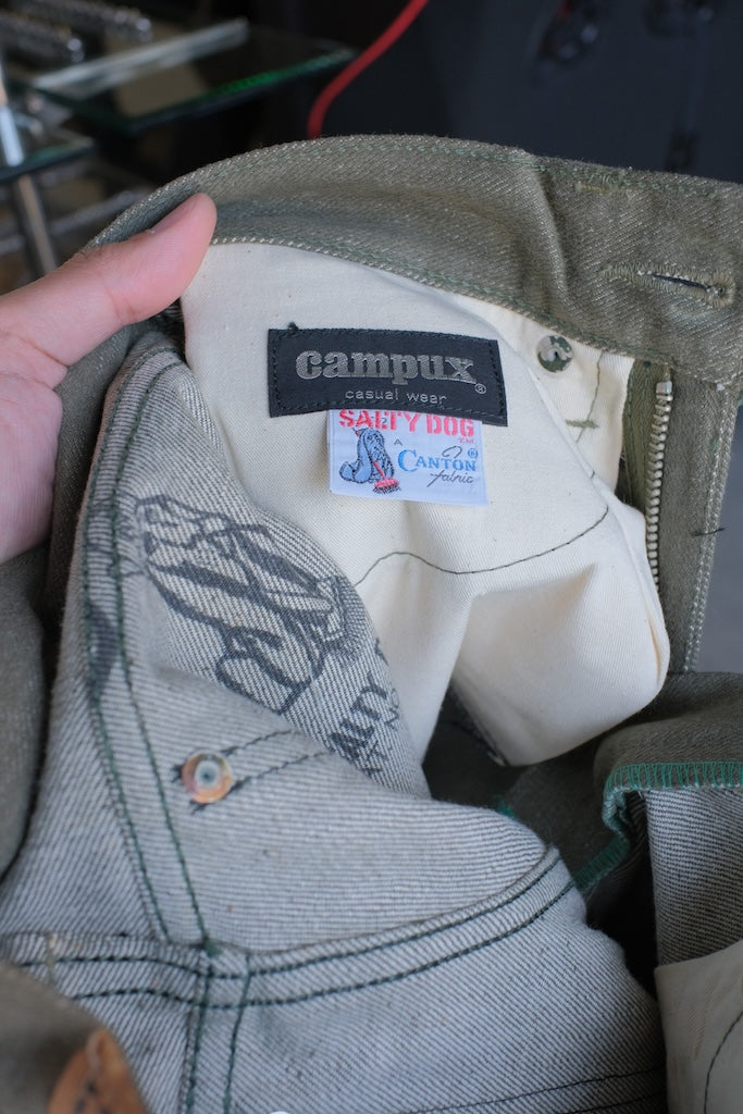 CANTON HEAVY GREEN DENIM PANTS