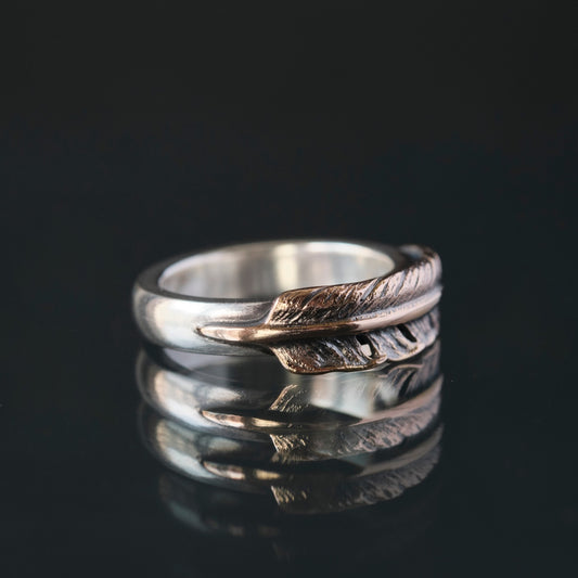 LYNCH SILVERSMITH K18 PINK GOLD FEATHER RING