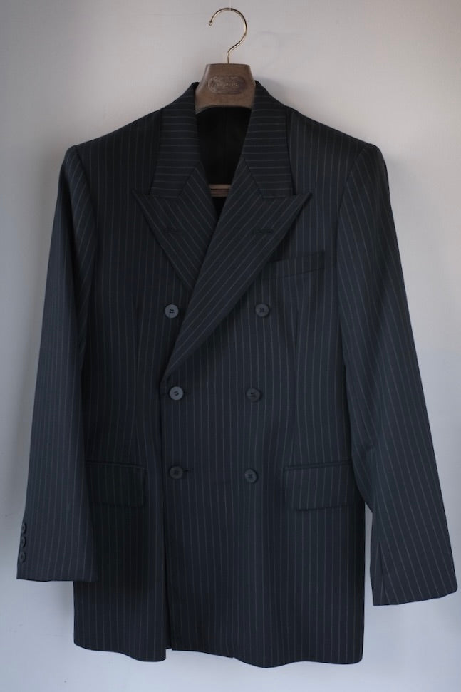 BLACK SIGN DOUBLE BREASTED SUITS STRIPE