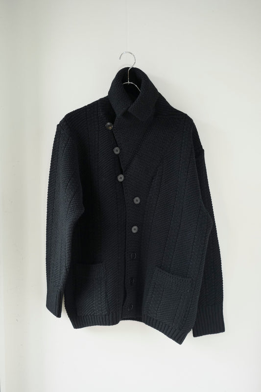 BLACK SIGN THREE WAY COLLAR CARDIGAN