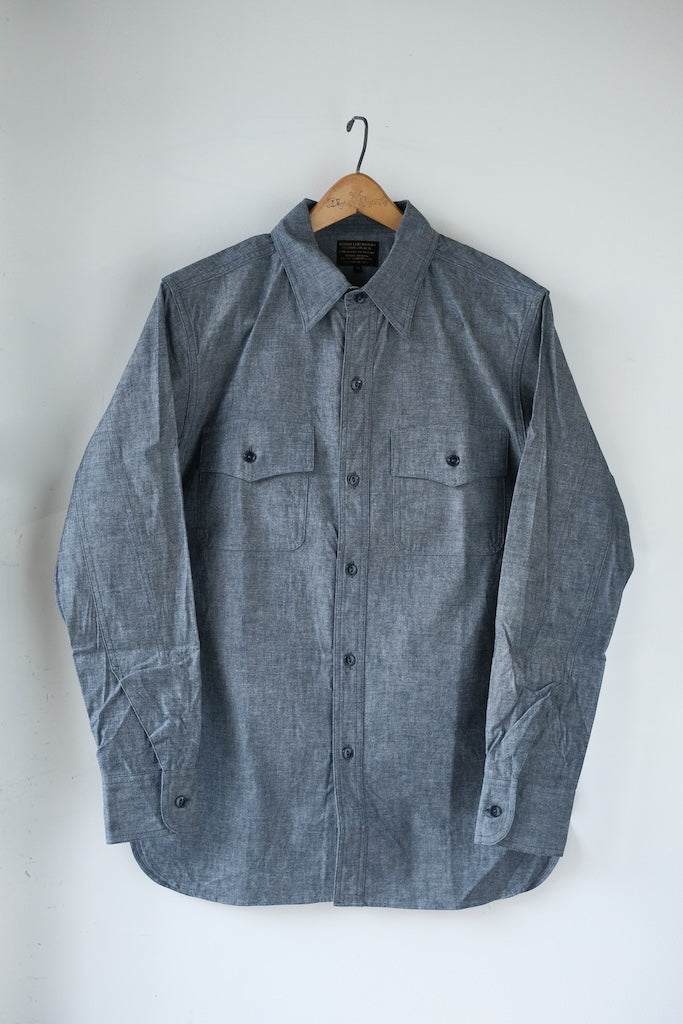 BLACK SIGN 6.5oz CHAMBRAY US NAVY ROYAL SHIRT