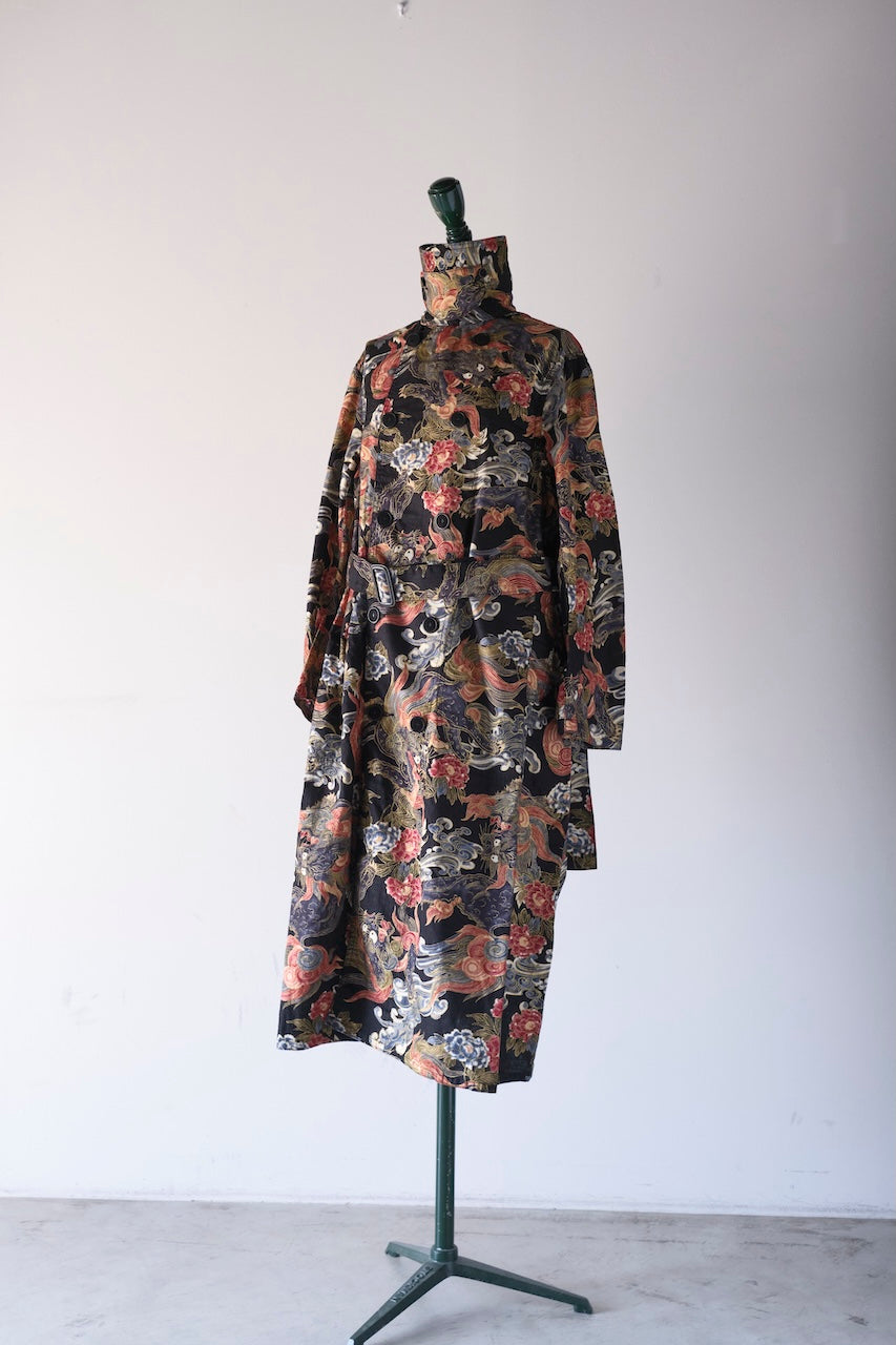 BLACK SIGN 1930s JAPANESE LION AND PEONY HITMAN COAT