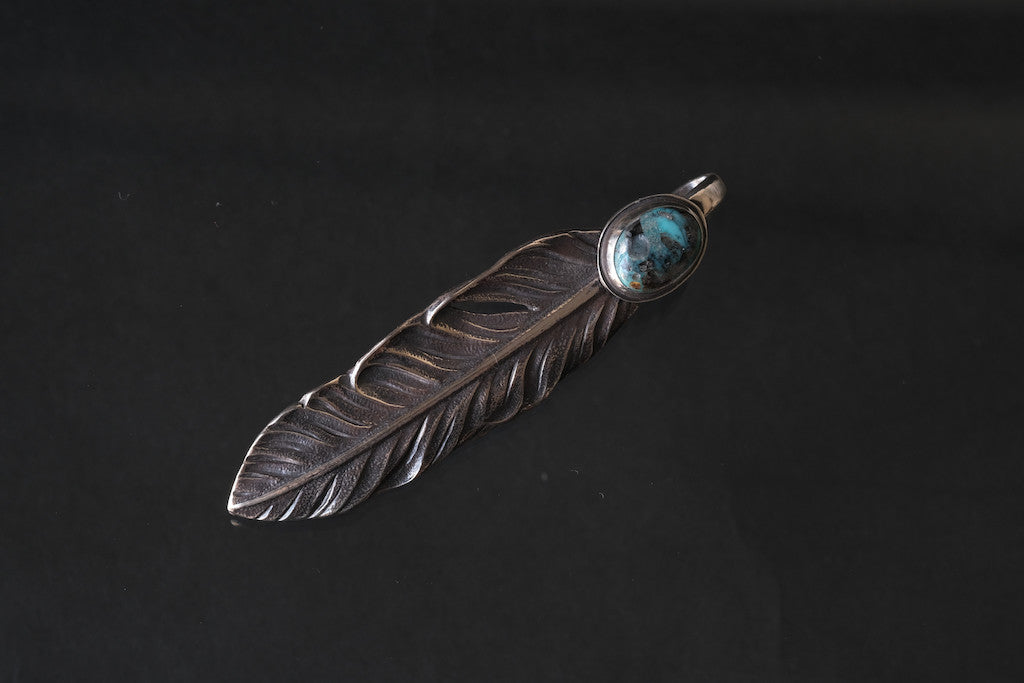 LYNCH SILVERSMITH FEATHER(L) KINGMAN TURQUOISE 1