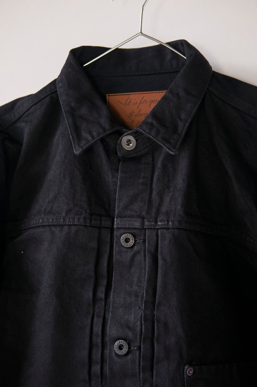 BLACK SIGN 15oz BLACK DENIM PLEATS JKT