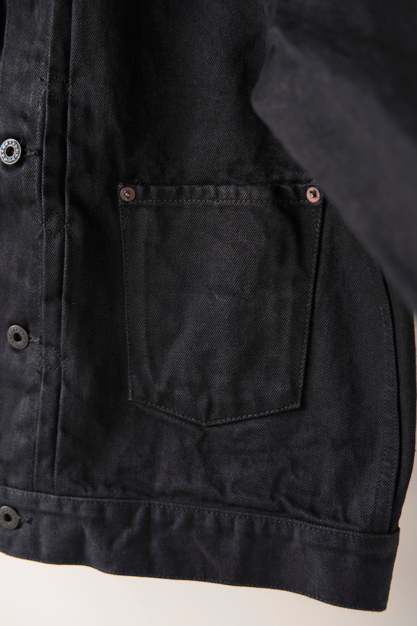 BLACK SIGN 15oz BLACK DENIM PLEATS JKT