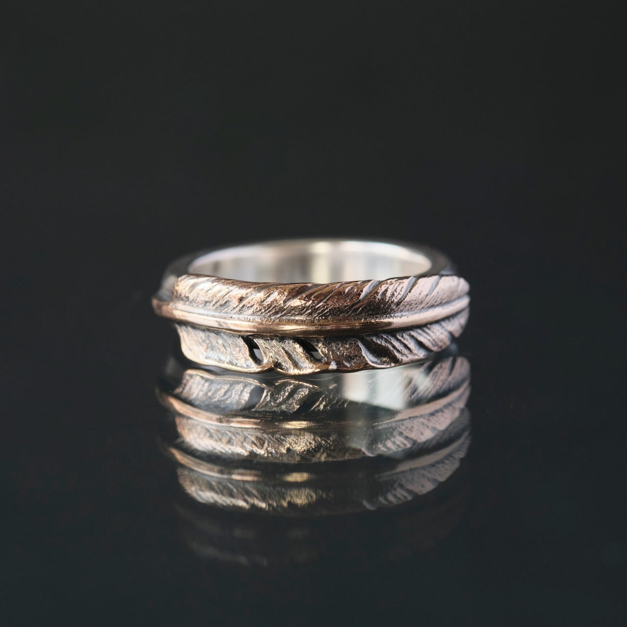 LYNCH SILVERSMITH K18 PINK GOLD FEATHER RING