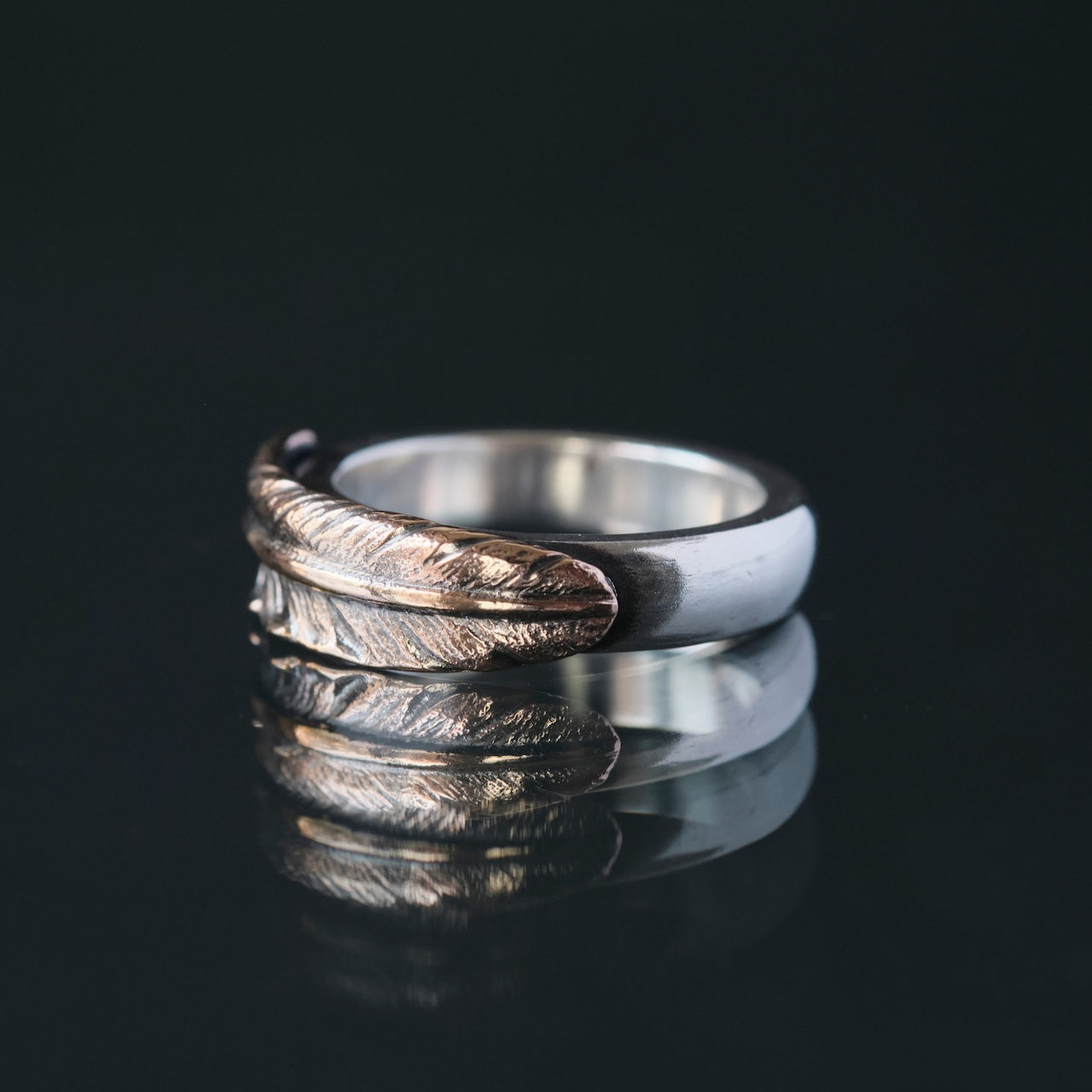 LYNCH SILVERSMITH K18 PINK GOLD FEATHER RING
