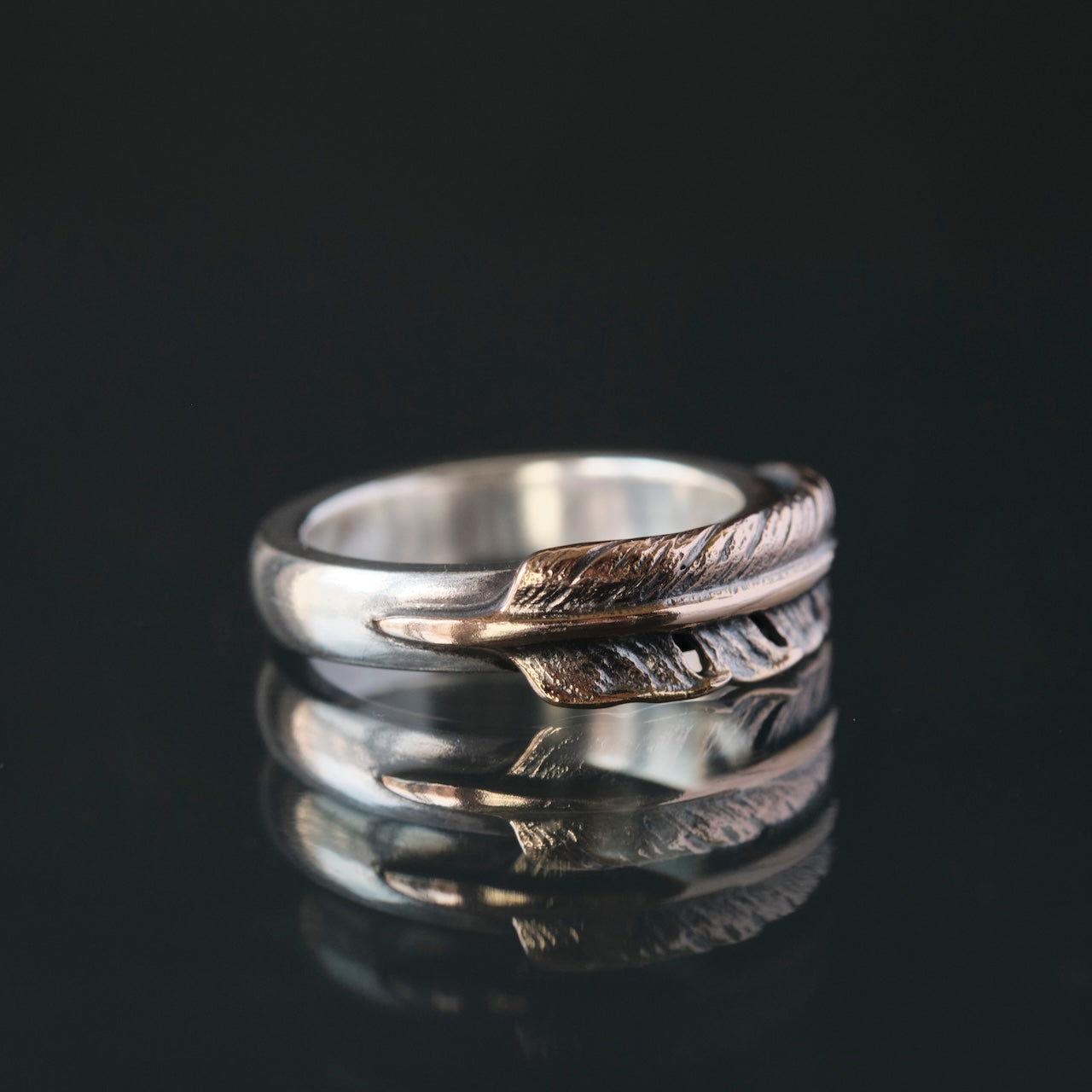 【美品】リンチシルバースミス　芯金　フェザーリング　約18号　シルバー×ゴールド LYNCH SILVERSMITH K18 PINK GOLD FEATHER RING – grandguignol
